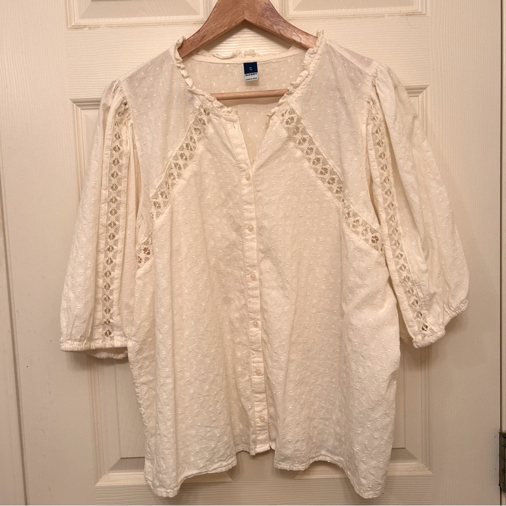Cream Blouse with lace detail